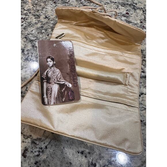 NWT - Amrita Singh travel jewelry roll case- Vintage 90s  Gold & Pink - Picture 10 of 14